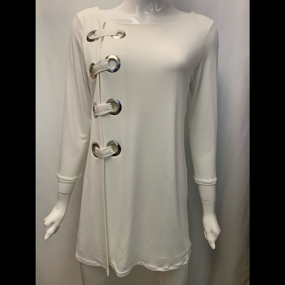 EVA VARRO 3/4 SLEEVES SIDE GROMMETS TUNIC IVORY